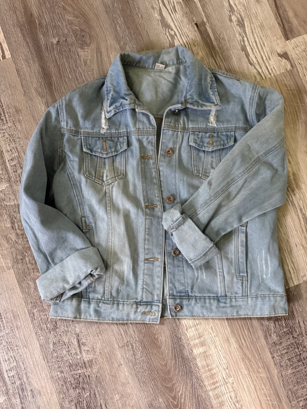 Light Wash Distressed Denim Jacket
